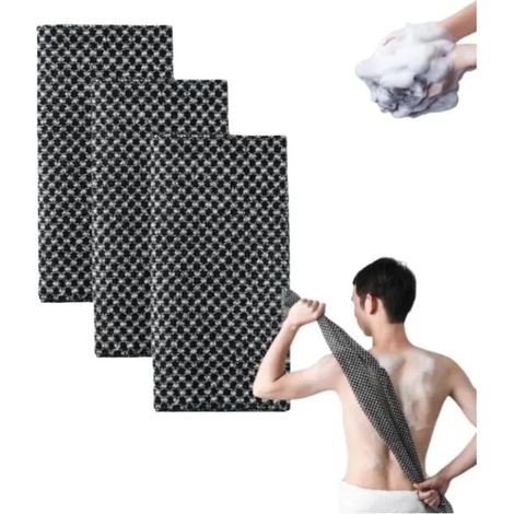 3 Pcs Serviette De Douche Exfoliante Gant de Gommage en Fibre de Bambou et Charbon Serviette de Douche EPONGE - FLEUR DE BAIN (1/5)