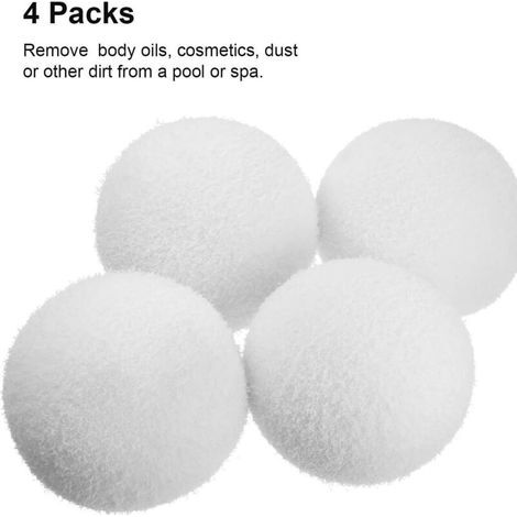 Boules filtrantes flottantes pour piscine, boules absorbantes d'huile réutilisables de 7,6 cm (3 pouces), lavables, lot de 4 (1/4)