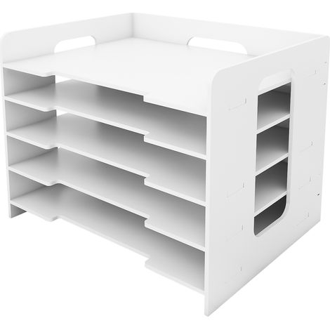 Haloyo® Organizer da scrivania, portadocumenti, organizer da tavolo con 5 scomparti, portadocumenti, 33,5x25,5x28 cm, bianco (1/5)