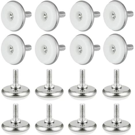 30 Stück verstellbare Nivellierfüße aus Kunststoff und Metall mit Mutter, Stellfüße M6 x 15 x 30 mm, Möbelverstellschraube für Tisch, Möbel, Schreibtisch, Schrank, Stuhl, weiß