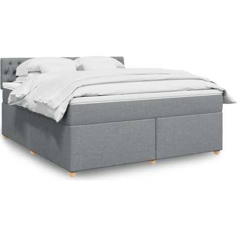 Boxspringbett mit Matratze Hellgrau 180x200 cm Stoff (1/5)