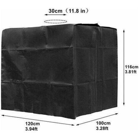 Bâche de réservoir d'eau, Bâche Couverture Réservoir IBC pour Cuve 1000L, Capôt de Protection Container Citerne Eau, Anti-poussière Anti-UV Anti-Pluie, 120x100x116cm (le noir) (1/4)