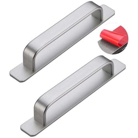2 pièces poignée de porte coulissante auto-adhésif Poignée de grange alliage d'aluminium Poignées pour placards d'armoire autocollant Tirer La Bouton de Meuble Poignet (180mm,Silver)