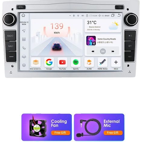 Autoradio, connettività smart integrata, supporto multimediale, compatibile con Opel Astra H G J Zafira B Corsa C D Antara Vectra Vivaro, S1 (8 Core 3G 32G) Argento (1/2)