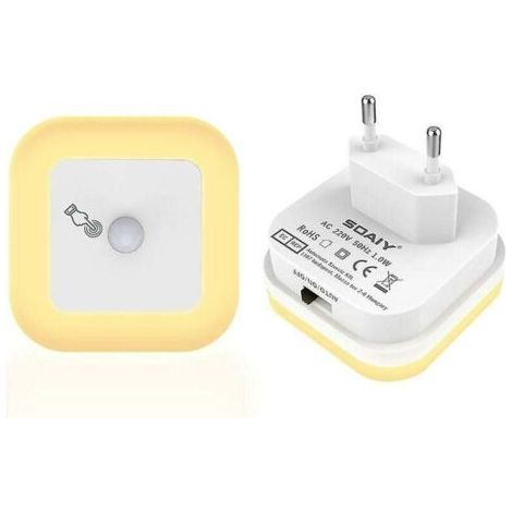 Veilleuse LED à intensité variable avec détecteur de mouvement, douilles, luminosité réglable en continu, 3 modes (Auto/Marche/Arrêt), éclairage d'orientation,idéale pour chambre d'enfant,blanc chaud