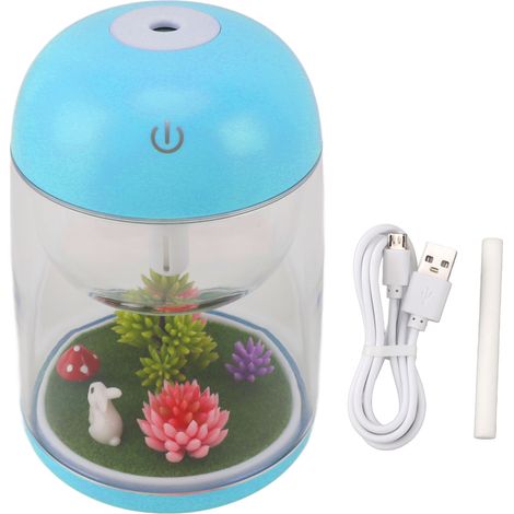 Humidificateur Micro Landscape mignon et silencieux 2 en 1, diffuseur d'huiles essentielles ultrasonique, humidificateur pour chambre, bureau ou voiture, bleu (1/5)
