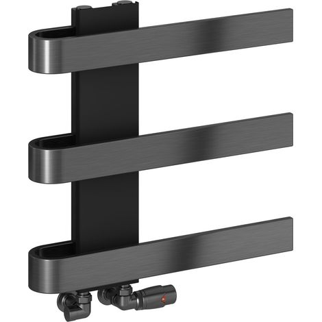 Reina Panaro Designer Heated Towel Rail 500mm H x 500mm W - Brushed Gun Metal (1/3)