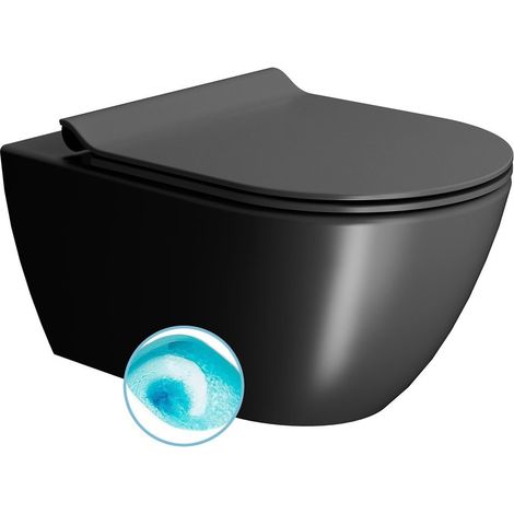 WC suspendu PURA, Swirlflush, 36x55cm, noir double mat (1/4)