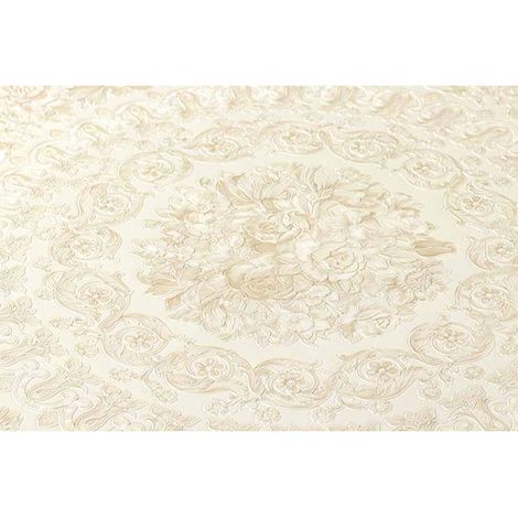 Papier beige crème baroque intissé Tapisserie motif pour salon chic Papiers peints intissés motif fleur pour chambre (1/5)