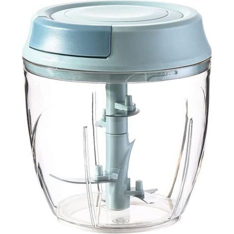 Picadora manual de alimentos, 1000 ml, 5 cuchillas de acero inoxidable, picadora de cebolla, batidora multifuncional, cortadora de verduras, cortadora manual de jengibre, picadora de alimentos para be (1/4)