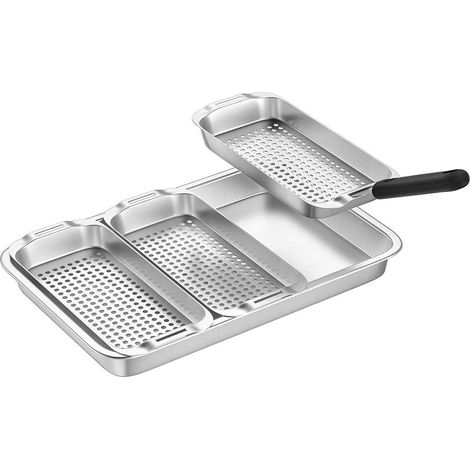 BBQ Grille Panier Set, Panier à Barbecue Acier Inoxydable, Panier à Légumes Barbecue, Paniers a Grillades, Plat de Cuisson Legumes/Viande/Poisson Barbecue avec Trous (1/5)