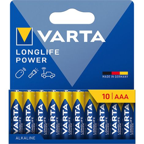 Longlife Power AAA Alkaline Batterie - LR03 (Pappblister 10 Stück) ø10,5 x 44,5 mm