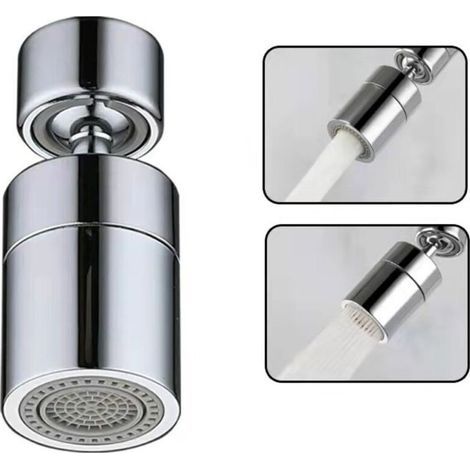 Aireador de grifo (plateado), boquilla giratoria de 360° para grifo de cocina, aireador de grifo ahorrador de agua con 2 modos, filtro aireador para fregadero de cocina y baño. (1/4)