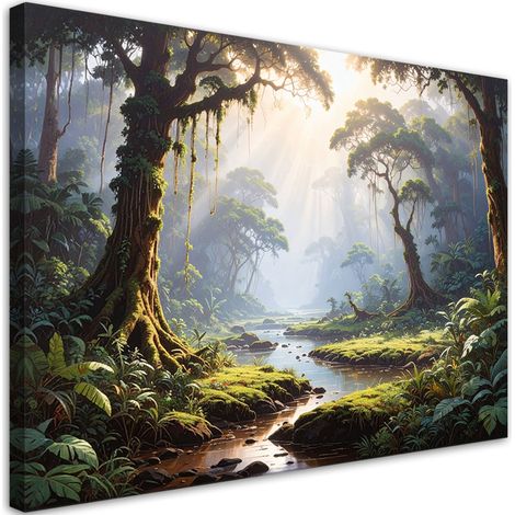 Cuadro sobre Lienzo Bosque tropical selva río naturaleza 30x20 (1/5)