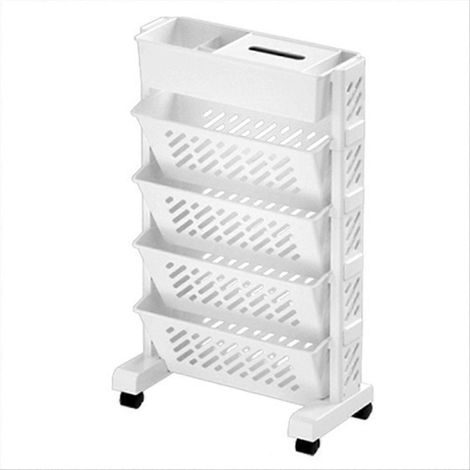 Étagère à livres à 5 niveaux, casier de rangement de bureau multi-étagères, paniers de stockage pour livres et fournitures. (1/5)