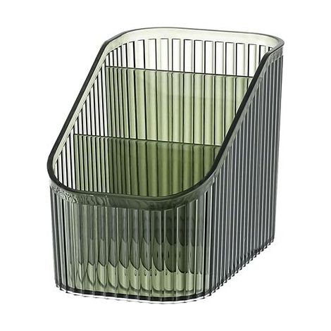 Rangement maquillage acrylique 3 compartiments, vert S, pour pinceaux, cosmétiques et rouges à lèvres. (1/5)