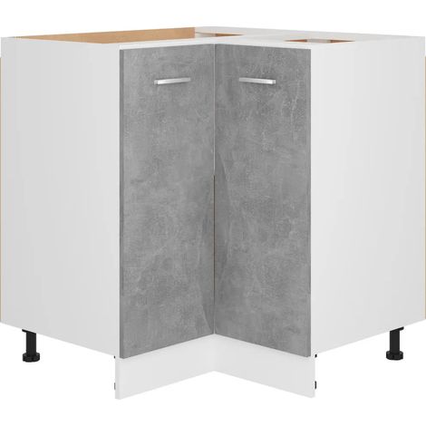 Mueble de cocina esquinero bajo con almacenamiento de diseño funcional 75,5 x 75,5 x 81,5 cm madera de ingeniería gris hormigón 020047703 (1/5)