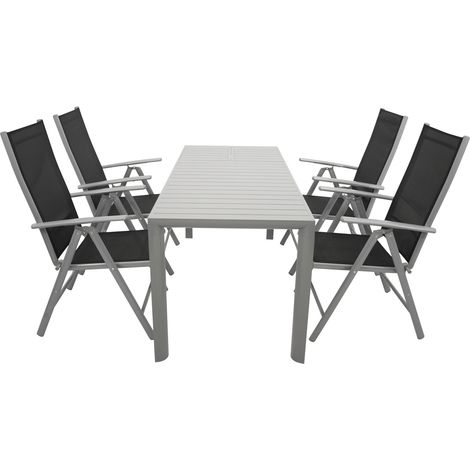 Garnitur BAGO 5-teilig, Alu + Kunstgewebe schwarz (1/5)