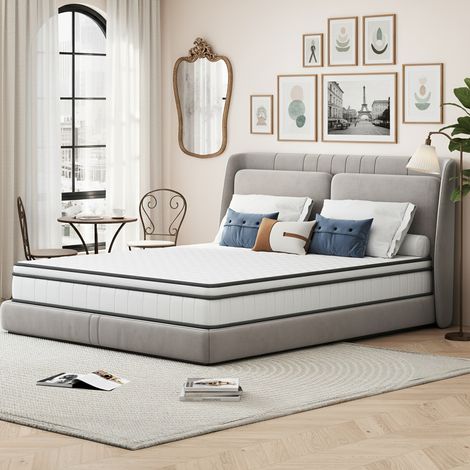 Materasso a molle 140x200 cm - Ibrido - Schiuma HR multistrato - Tessuto a rete 3D traspirante - Molle insacchettate - Spessore 25 cm - 6 zone differenziate - Ipoallergenico