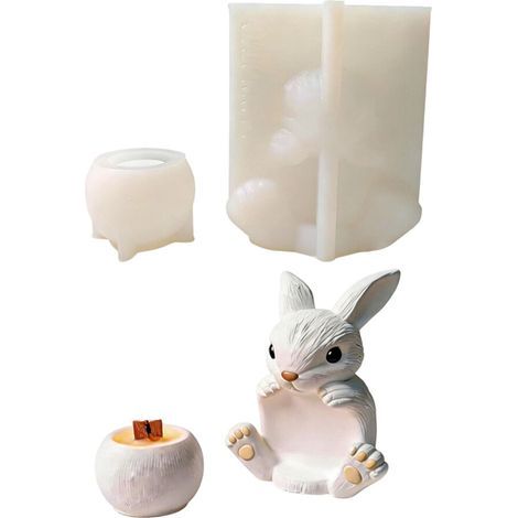 Moule à bougie en silicone avec des lapins et des modèles-grand