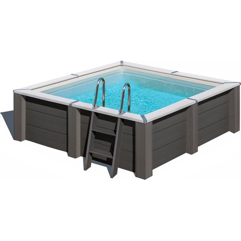 GRE – Piscine hors sol carrée composite 315cm x 315cm x H: 96cm – Volume 6,6m³ – Installation hors-sol ou semi-enterrée – Accessoires inclus