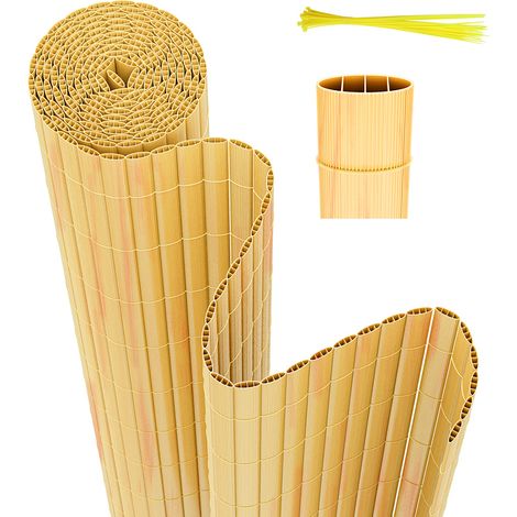 Wolketon PVC Sichtschutzmatte Balkon & Zaun – Wetterfester Sichtschutzzaun für Zaun, Windschutz, Zuschneidbar Bambus 160x700cm