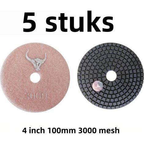 Lot de 5 disques de polissage à l'eau Disques de polissage diamantés Disques de polissage pour pierre Marbre Granit 100 mm Grain 3000 (1/5)