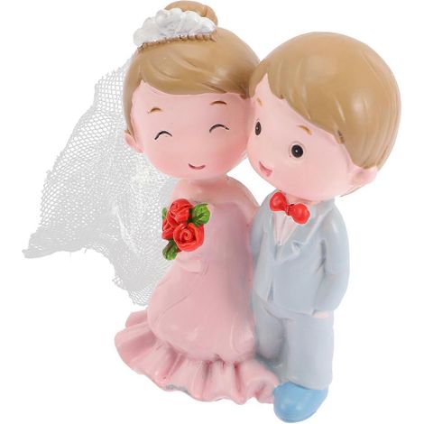 Figurines de couple en résine, style dessin animé, représentant un marié, pour une décoration de mariage créative. (1/5)