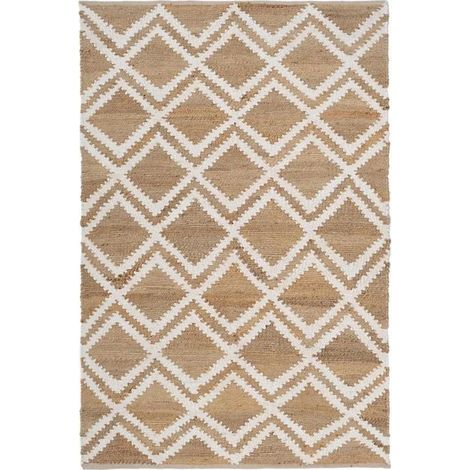 Tapis - JUANIO - Rectangulaire - 120 x 180 cm - 60% jute/40% coton - Motif géométrique