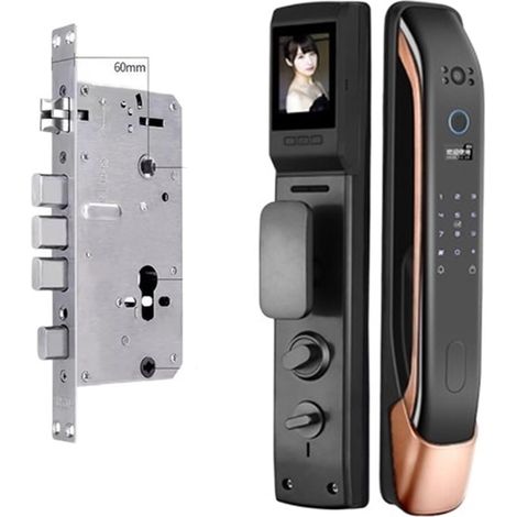 Serrure de porte intelligente Serrures Électroniques À Mot De Passe Numérique, Déverrouilla Automatique À Distance Par Application, Serrure De Porte Intellinte À Empreintes Digitales Avec Caméra ( Col (1/5)