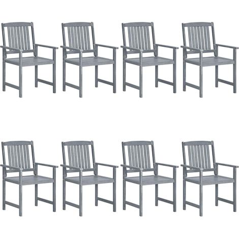 Lot de 8 Chaises de jardin - Chaises d'extérieur pour terrasse/jardin Bois massif d'acacia Gris BV834574 - BonneVie (1/5)