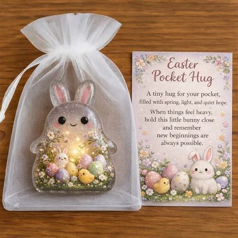 Ornement De Pâques - Lapin Lumineux Avec Carte De Voeux - Pour Cadeau Sentimental - Ensemble De 1 Pièce (1/5)