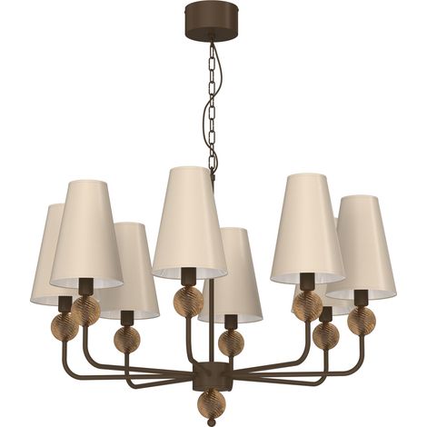 Lustre décoratif bronze abat-jour beige 8xE14 15W Grenada Luminex (1/2)
