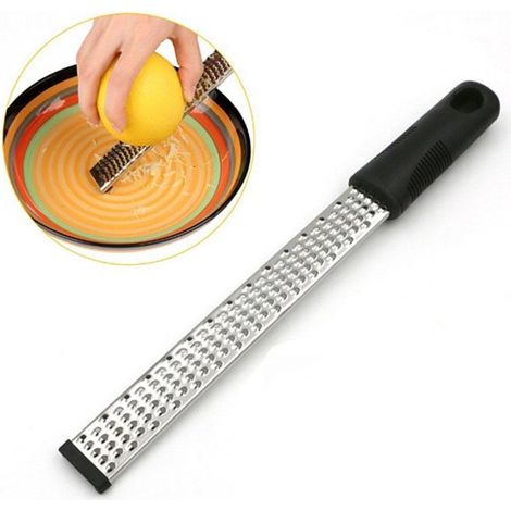 Stainless Steel Zester Grater with Handle, Fine Rasp Grater for Cheese, Lemon, Ginger, Garlic, Durable Kitchen Tool with Ergonomic Non-Slip Grip (1/2)