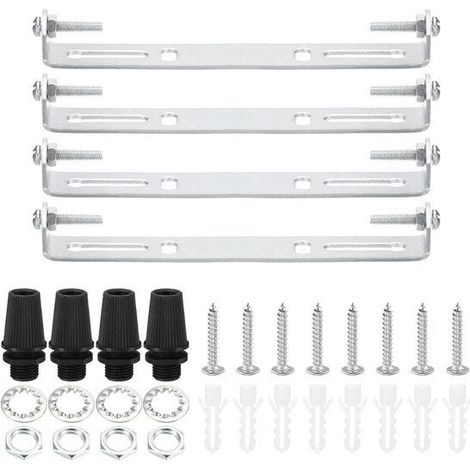 Soporte de montaje para lámpara de techo, juego de 4 piezas, placa de acero, barra transversal, suspensión para aplique de pared, tornillos, arandelas, tuercas, agujeros (1/5)