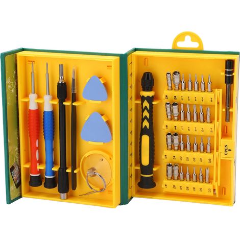 Kit de 38 pièces comprenant un manche de tournevis, une tige de connexion, une ventouse, une pince à épiler et un étui. (1/5)