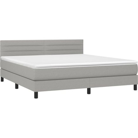 Struttura letto LED con coprimaterasso testiera boxspring 160x200 cm tessuto grigio chiaro TDL0207826