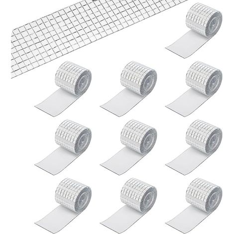 4800 Pièces Miroirs Auto-Adhésifs Carreaux de Mosaïque, Argent Autocollant Mural Miroir en Verre, Mini Autocollants Carrés en Mosaïque de Verre pour DIY Disco Party Decor (5 x 5 mm) (1/5)