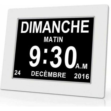 Horloge calendrier numérique One Piece 7 pouces avec date et heure, horloge Alzheimer pour parents, rappel de médicaments pour grands-parents et enfants - Blanc - 20.414.32.4cm (1/4)