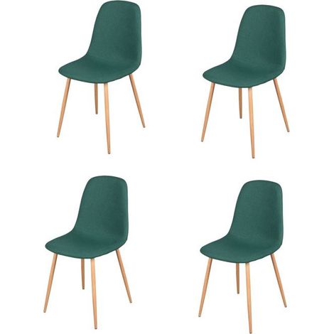 Chaise en tissu vert pieds en métal effet bois 45x54x87cm (1/5)