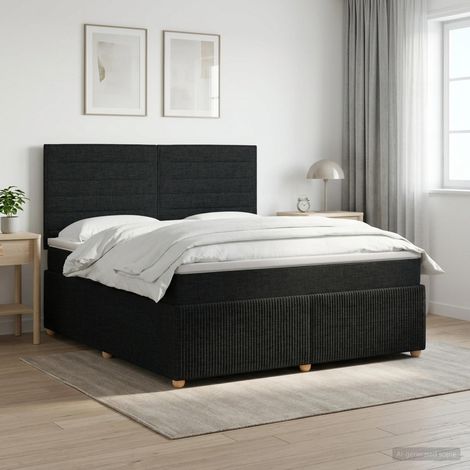 vidaXL Lit boxspring avec matelas Noir 140 x 200 cm Tissu (1/5)