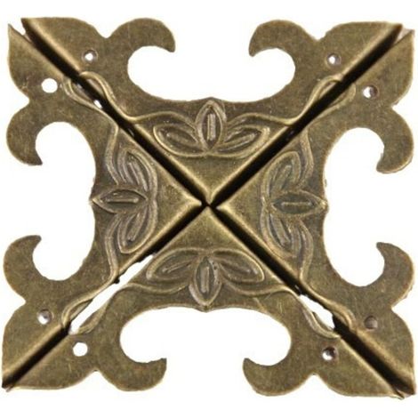 Lot de 40 coins décoratifs vintage en métal avec vis en bronze vieilli pour boîtes à bijoux, boîtes en bois, meubles d'angle (1/4)