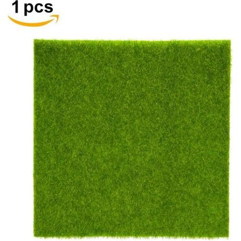 Gazon artificiel - Tissu non tissé - Vert - 30 x 30 cm - Lavable et inoffensif (1/4)