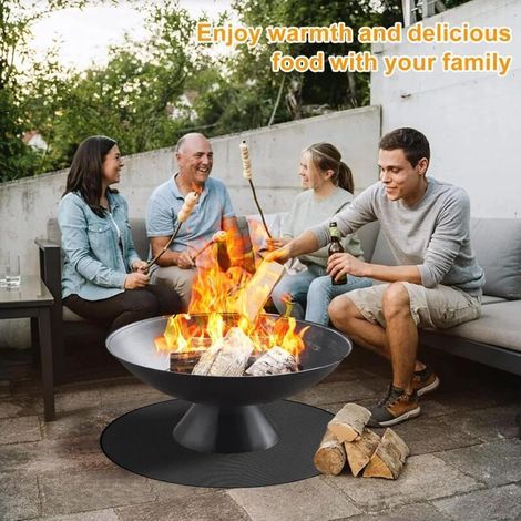 Tapis de Brasero Rond,120cm Tapis de Foyer Résistant à la Chaleur,Tapis Ignifuge, Tapis pour Barbecue,Tapis de Sol Anti-Feu pour Protection de Cheminée, Sol, BBQ et Braséros, Pelouse et Camping (1/5)