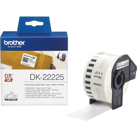 Brother DK22225 Rotolo di etichette 38 mm x 30.48 m Carta Bianco 1 pz. A tenuta permanente Etichetta universale (1/4)