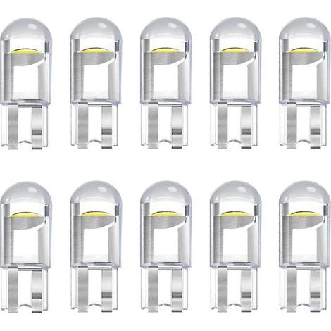 Ampoules LED W5W, ampoules de plaque d'immatriculation et feux de position pour voiture, ampoules 501 168 194 T10 0,5 W 12 V CC, culot à baïonnette, blanc froid 6000 K, lot de 10 (1/5)