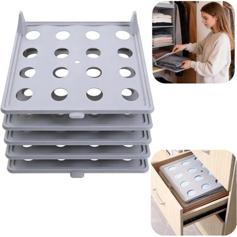 Kit de pliage de vêtements 5 pièces - planches anti-froissage empilables 32 x 26 cm, gris (1/5)