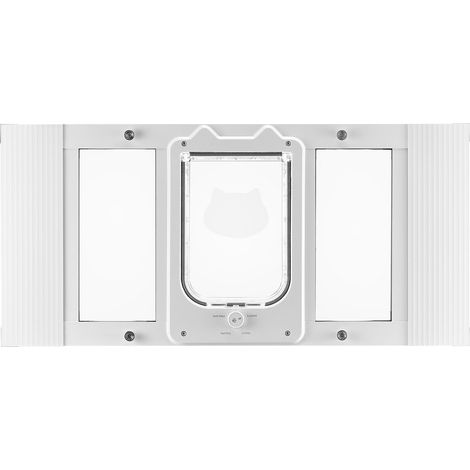 Porte de chat pour fenêtre ajustable 686-813 mm aluminium, verre clair, fermeture magnétique et 4 options de verrouillage (1/5)