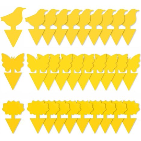 30 pièges à mouches jaunes double-face étanches, plaques collantes pour plantes et fleurs. (1/5)