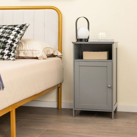 Meuble de Salle de Bain avec Porte Simple et Étagère Réglable de Rangement 40 x 30 x 70 CM en Bois pour Maison Salon Gris (1/2)